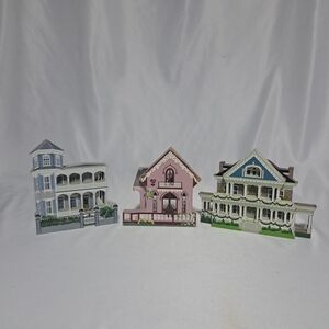Shelia Wooden House‎ Shelf Sitters Lot Of 3 Artist FL Valentine MA Christmas PA